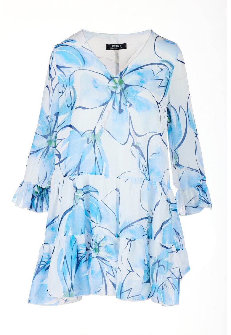 Rochie A507 - Poliester - Alb/Albastru