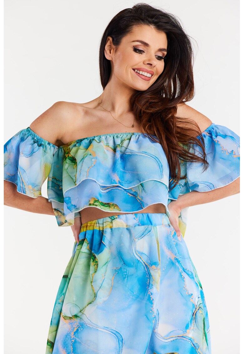 Bluza dama - Poliester - Albastru/Verde