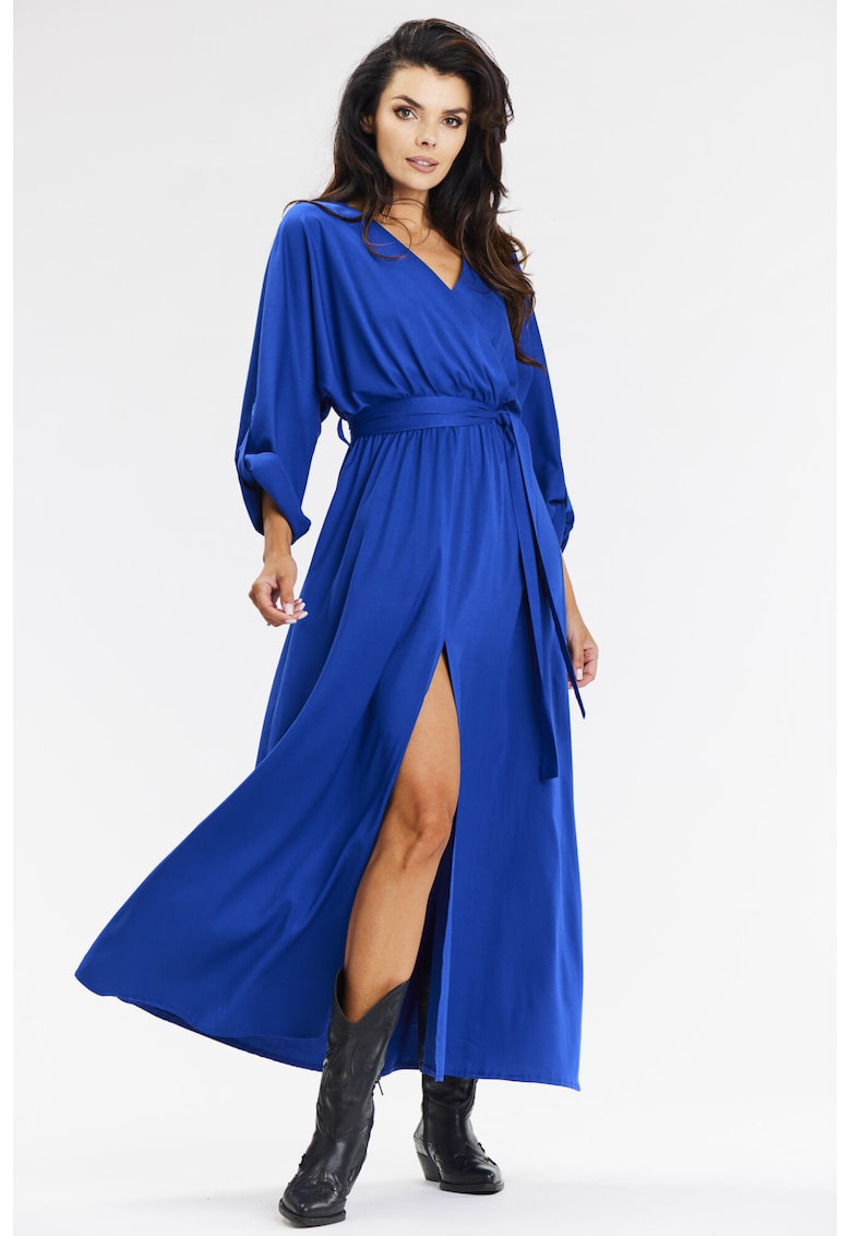 Rochie lejera petrecuta maxi din viscoza - - Albastru