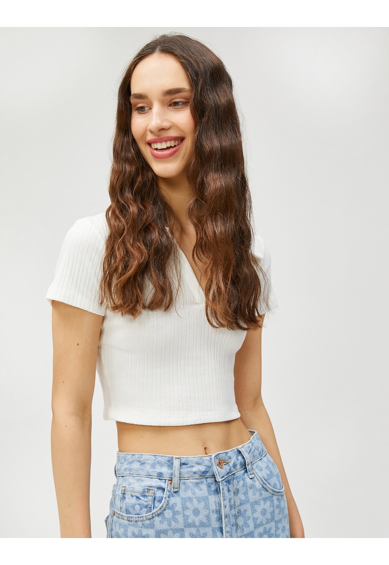 Tricou crop polo