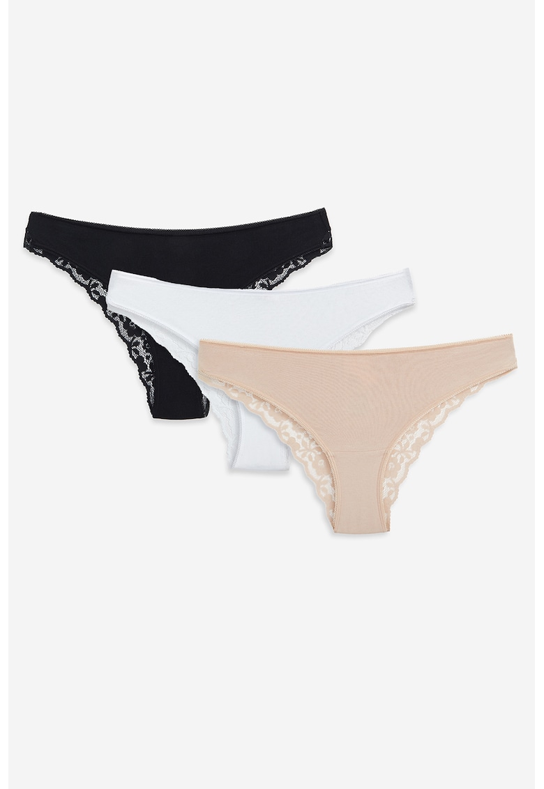 Set de chiloti cu garnituri de dantela - 3 perechi