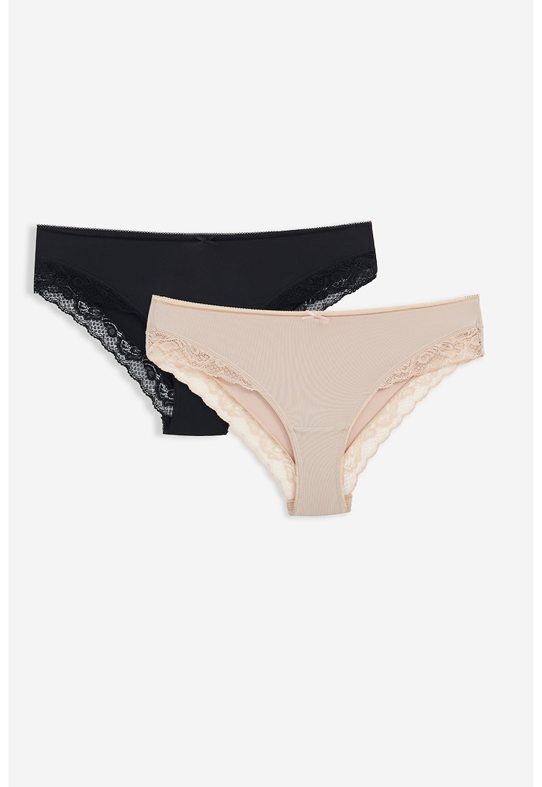 Set de chiloti cu garnituri de dantela - 2 perechi