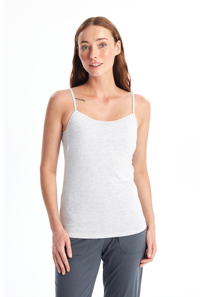 Top slim fit din amestec de bumbac