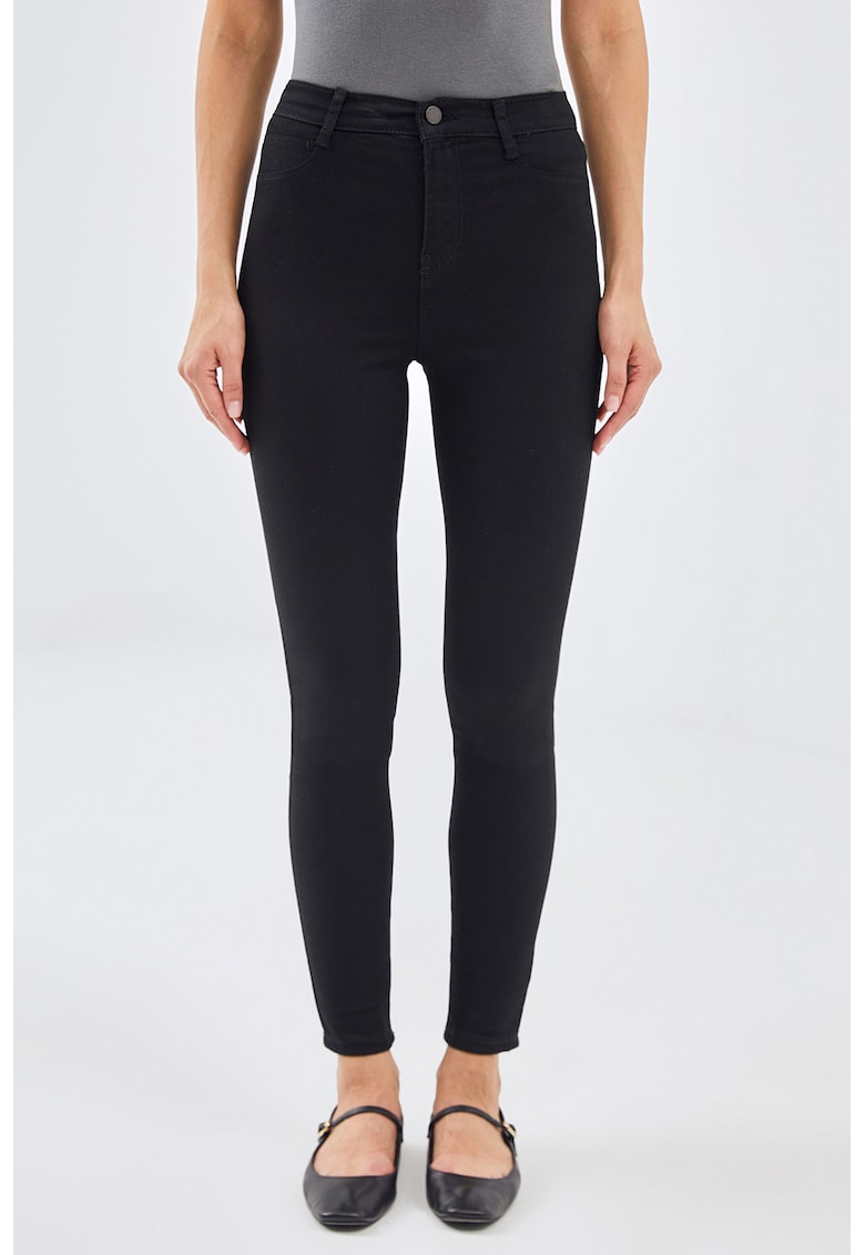 Blugi slim fit cu talie inalta - Negru