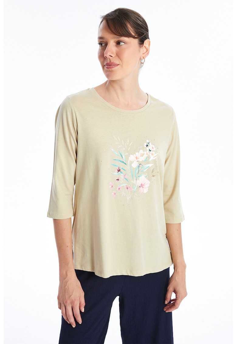 Bluza cu maneci 3/4 si imprimeu floral