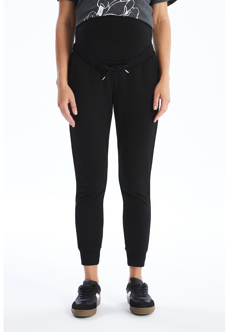 Pantaloni jogger crop cu banda peste zona abdomenului pentru gravide