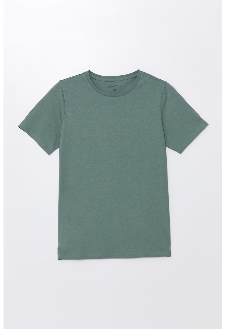 Tricou uni cu decolteu la baza gatului - Verde deschis