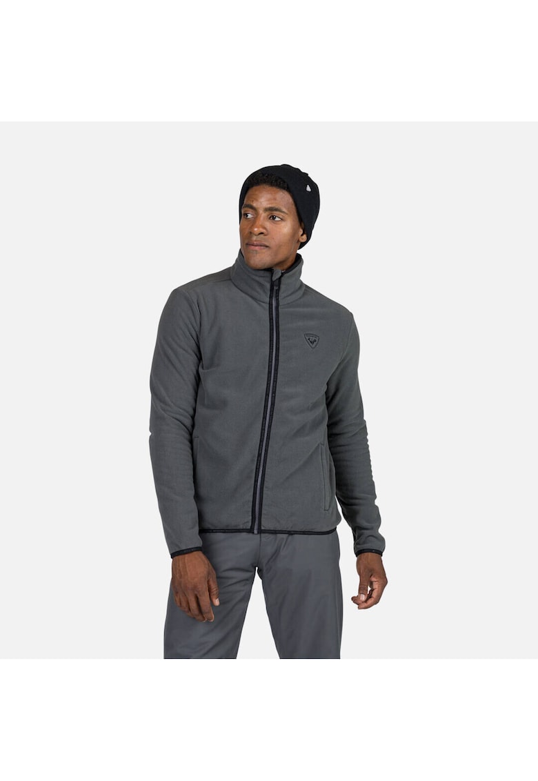 Bluza sport  Strawpile fleece - cu fermoar - pentru barbati - gri inchis - M
