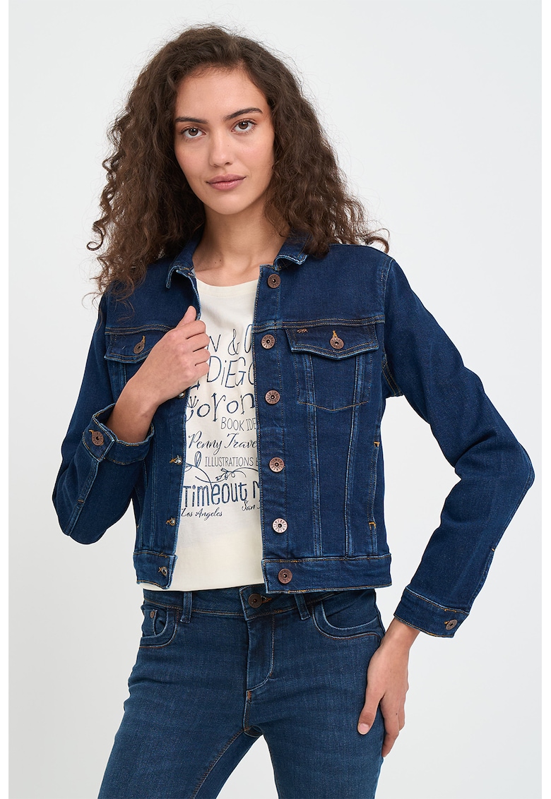 Jacheta din denim cu nasturi