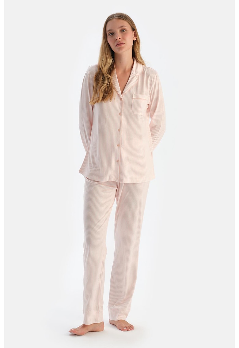 Pijama din amestec de modal cu model in dungi