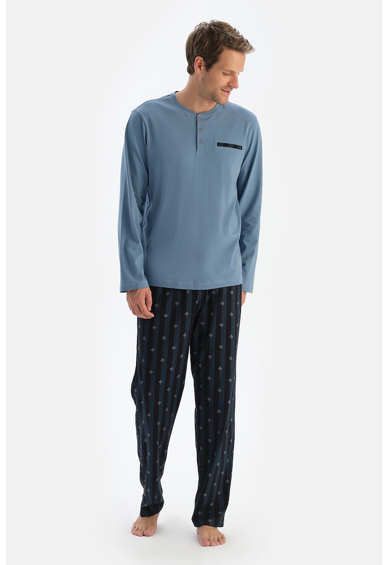 Pijama din amestec de bumbac cu pantaloni lungi