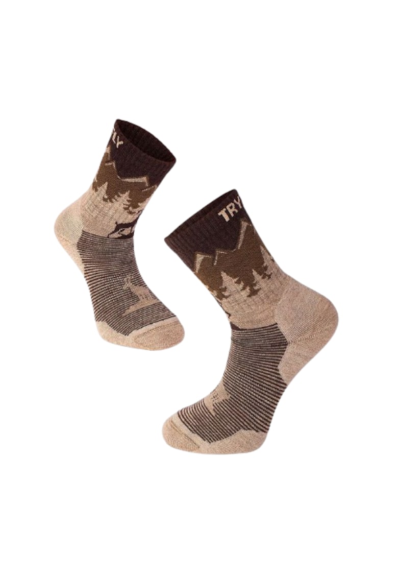 Sosete de drumetie antibacteriene din lana merino Capricorn Alpin Bej