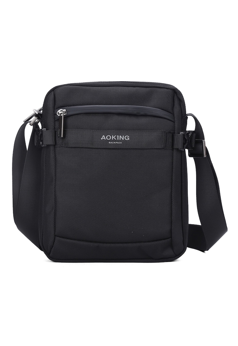 Geanta crossbody unisex cu buzunare exterioare - Negru