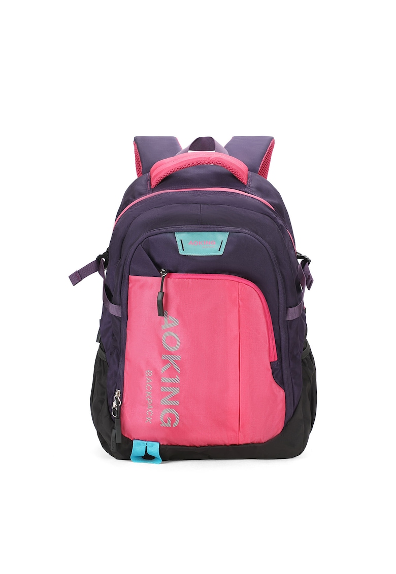 Rucsac unisex cu model colorblock si buzunare multiple