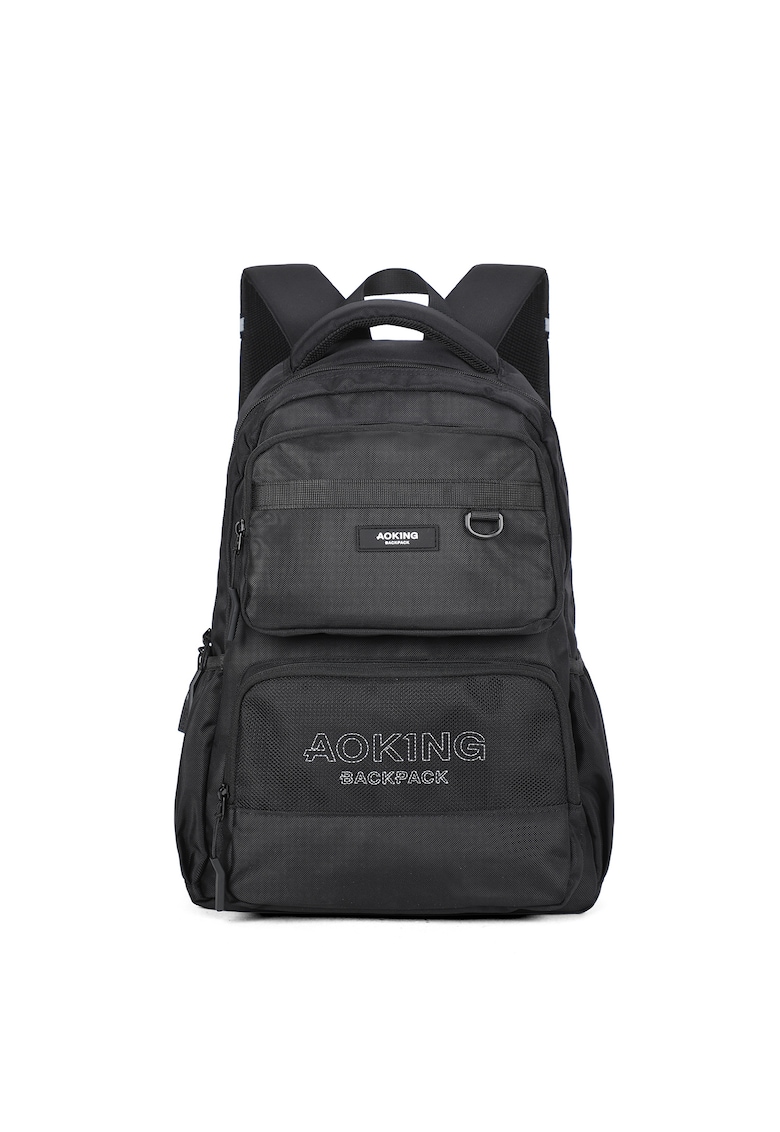 Rucsac din material textil cu buzunare frontale cu fermoar