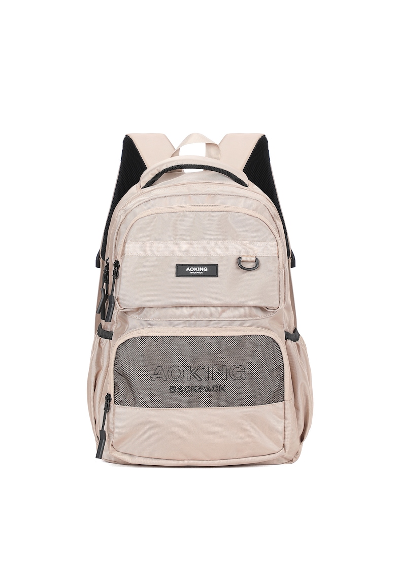 Rucsac din material textil cu buzunare frontale cu fermoar