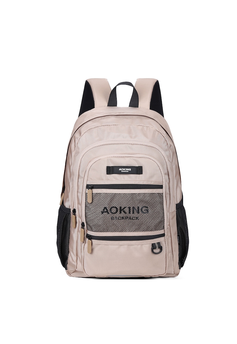 Rucsac unisex din material textil cu buzunare cu fermoar