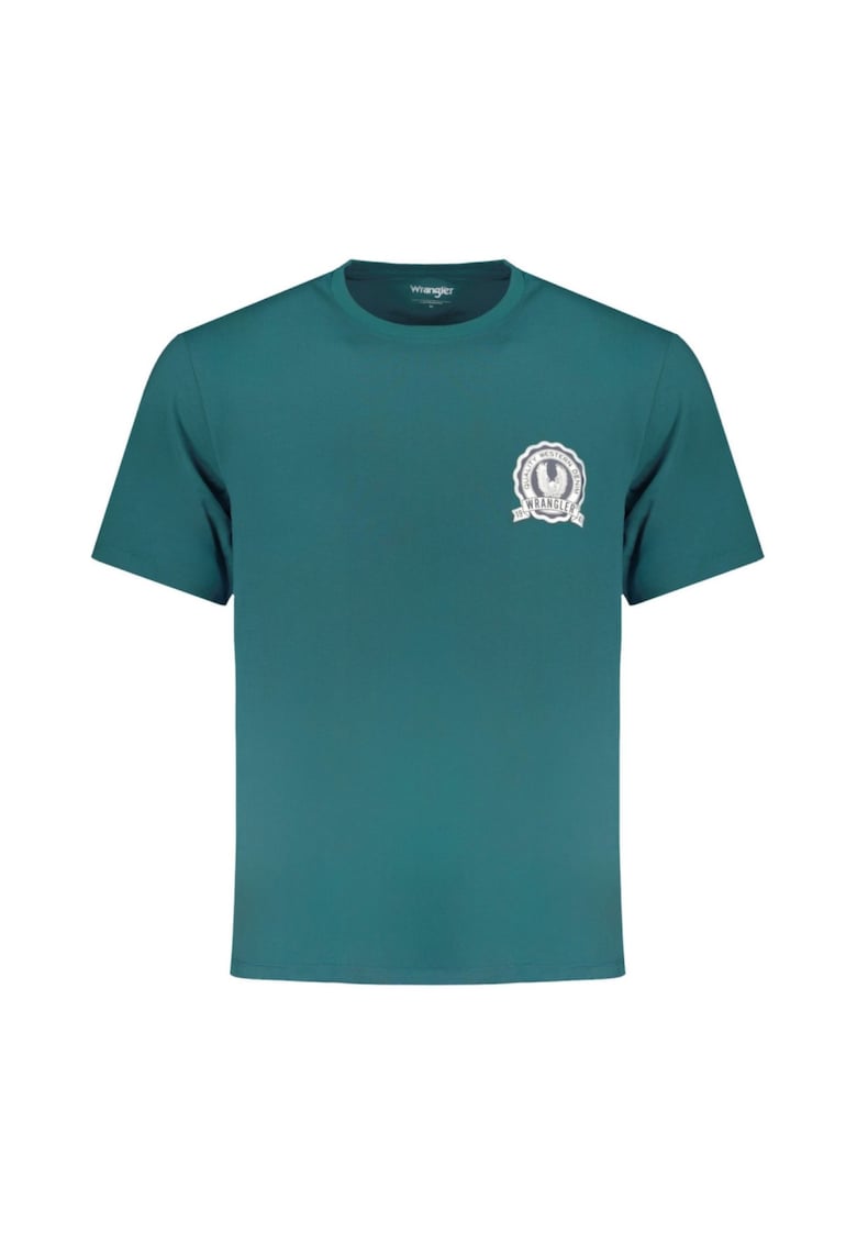 Tricou barbati cu logo si decolteu la baza gatului - Verde