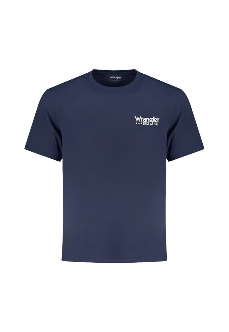 Tricou barbati cu imprimeu cu logo si croiala Regular fit - Bleumarin