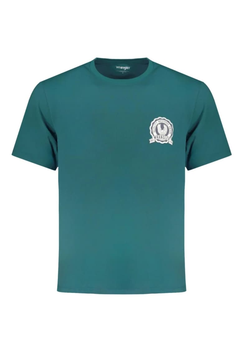 Wrangler Tricou barbati cu logo si decolteu la baza gatului - Verde - Verde