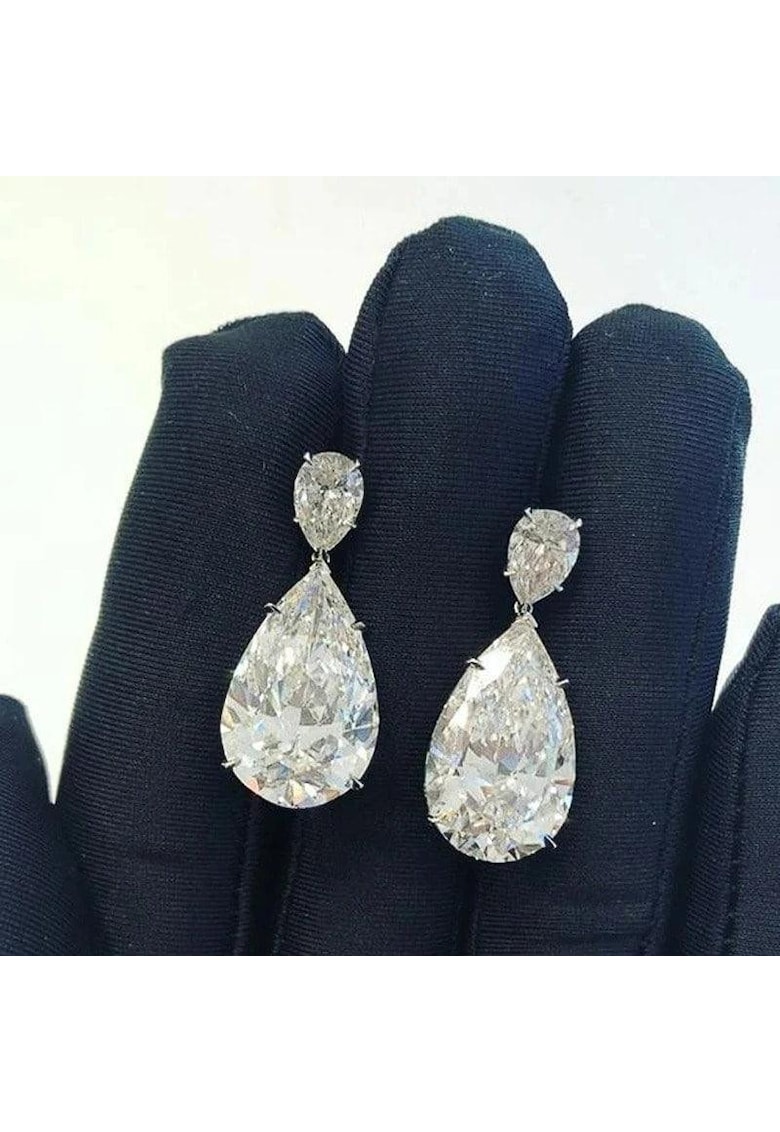 Cercei argintii - forma de lacrima - cu pietre din zirconiu - Petra C8 -
