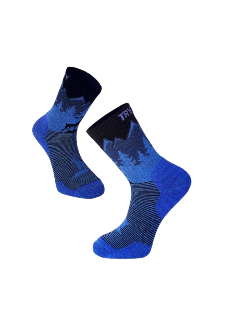 Sosete pentru Drumetie din Lana de Merinos cu Capricorn Alpin Albastru