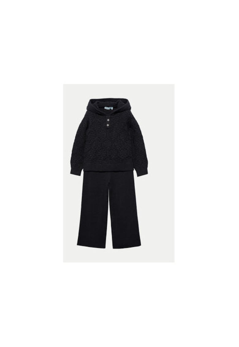 Set pulover si pantaloni din material textil 5725 Negru Regular Fit - Viscoza - 16 ani