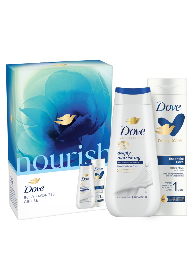 Set cadou  Advanced Care: Gel de dus Deeply Nourishing - 225ml + Body Milk Dove - 250ml