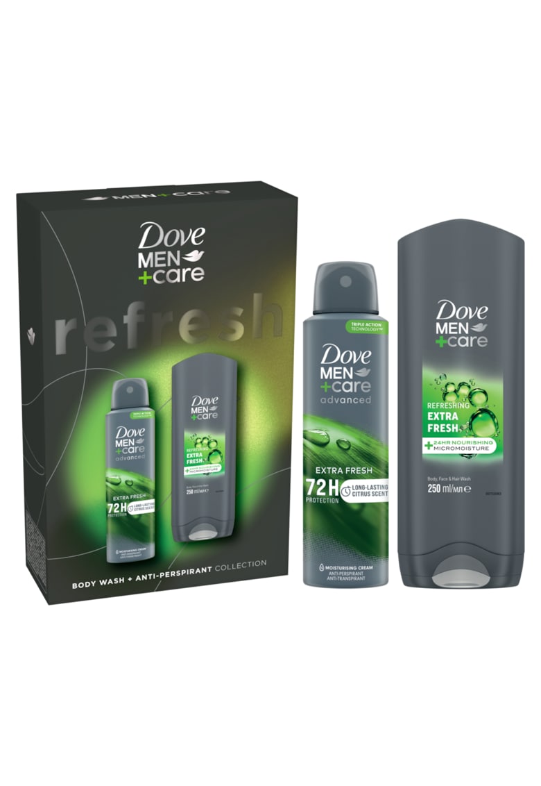Set cadou Men+Care Advanced: Spray Extra Fresh - 150ml + Gel de dus Dove Men+Care Extra Fresh - 250ml