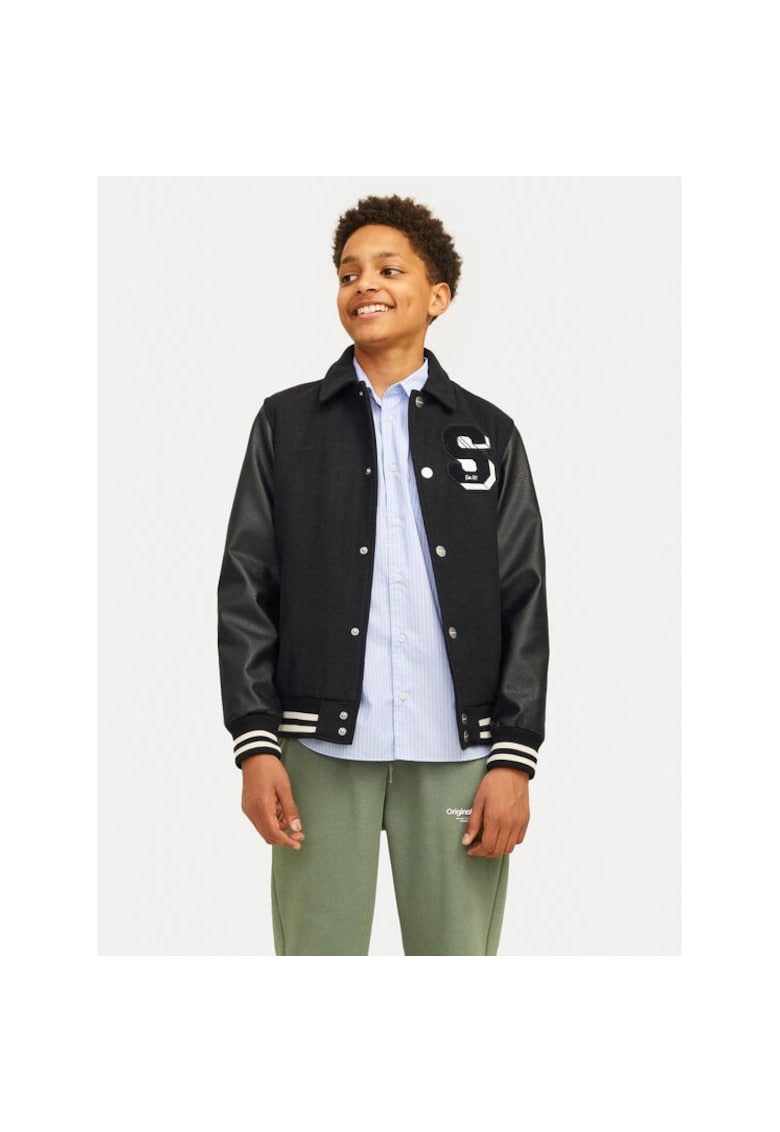 Jack&Jones Junior Geaca bomber Carter 12261333 Negru Regular Fit - Poliester