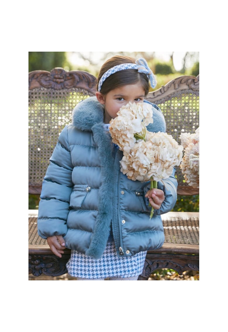 Geaca din puf 5837 Albastru Regular Fit - Poliester