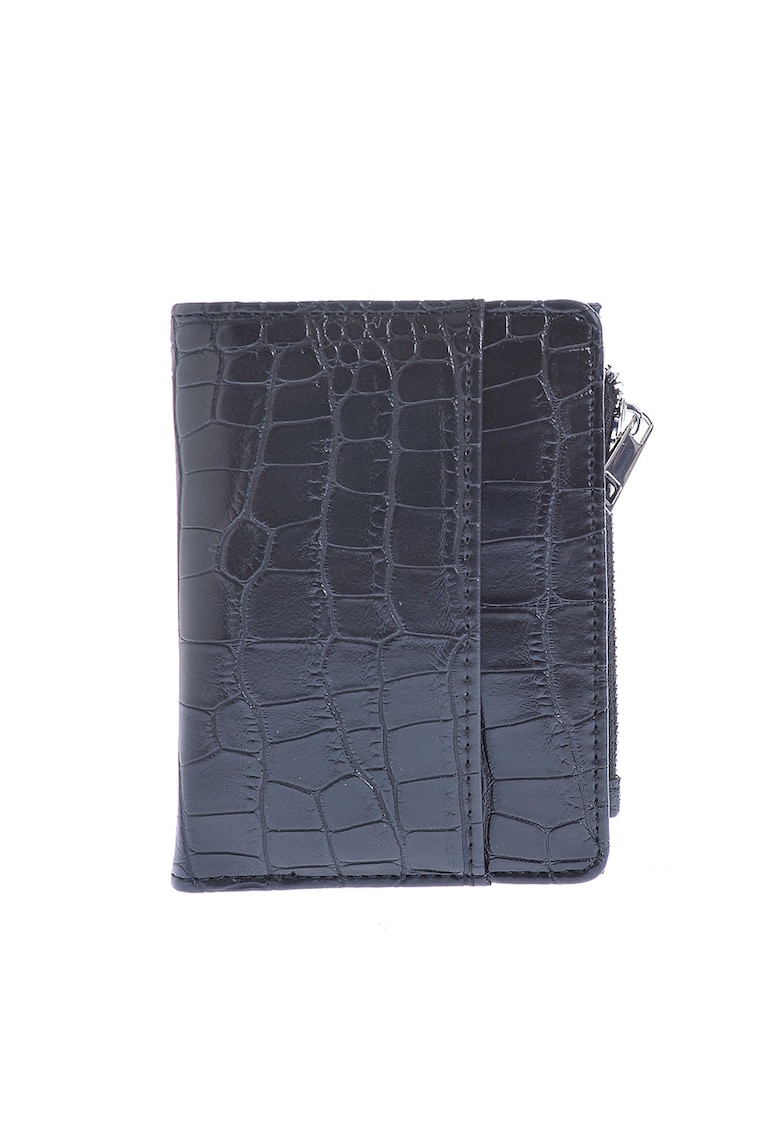 Portofel negru cu aspect piele de sarpe