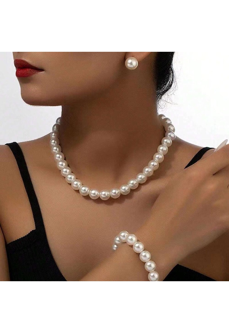 Set colier - bratara si cercei - auriu - cu perle - Aleksi C16 Set colier - bratara si cercei - auriu - cu perle - Aleksi C16