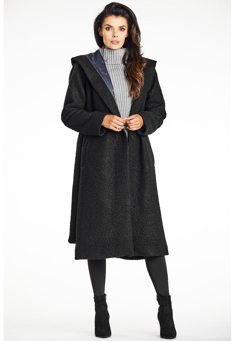 Palton dama A680 - Poliester - Negru