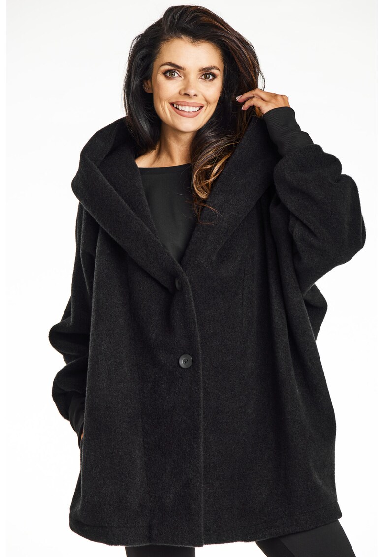 Palton dama A681 - Poliester - Negru