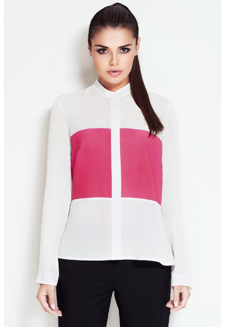 Camasa A106 pentru dama Poliester - Alb/Roz