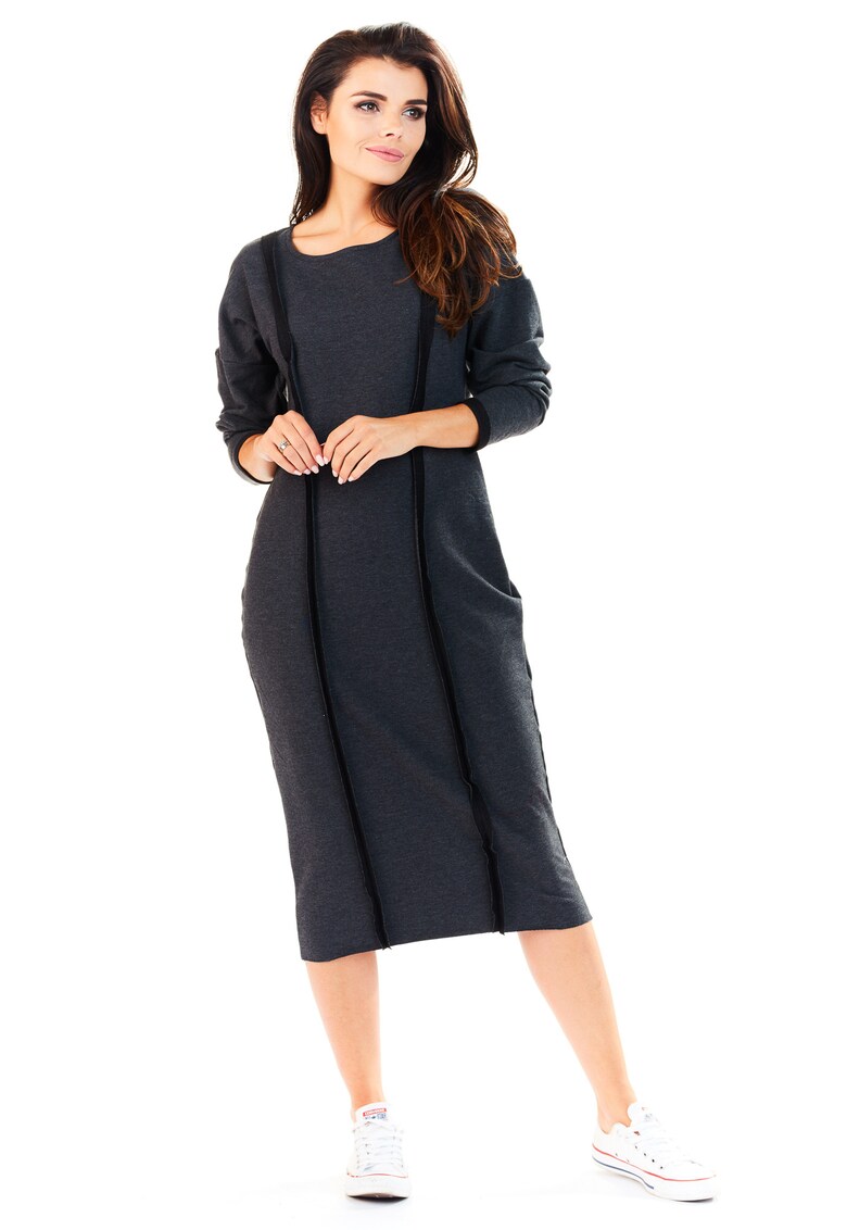 Rochie dama - Bumbac - Gri inchis - A197