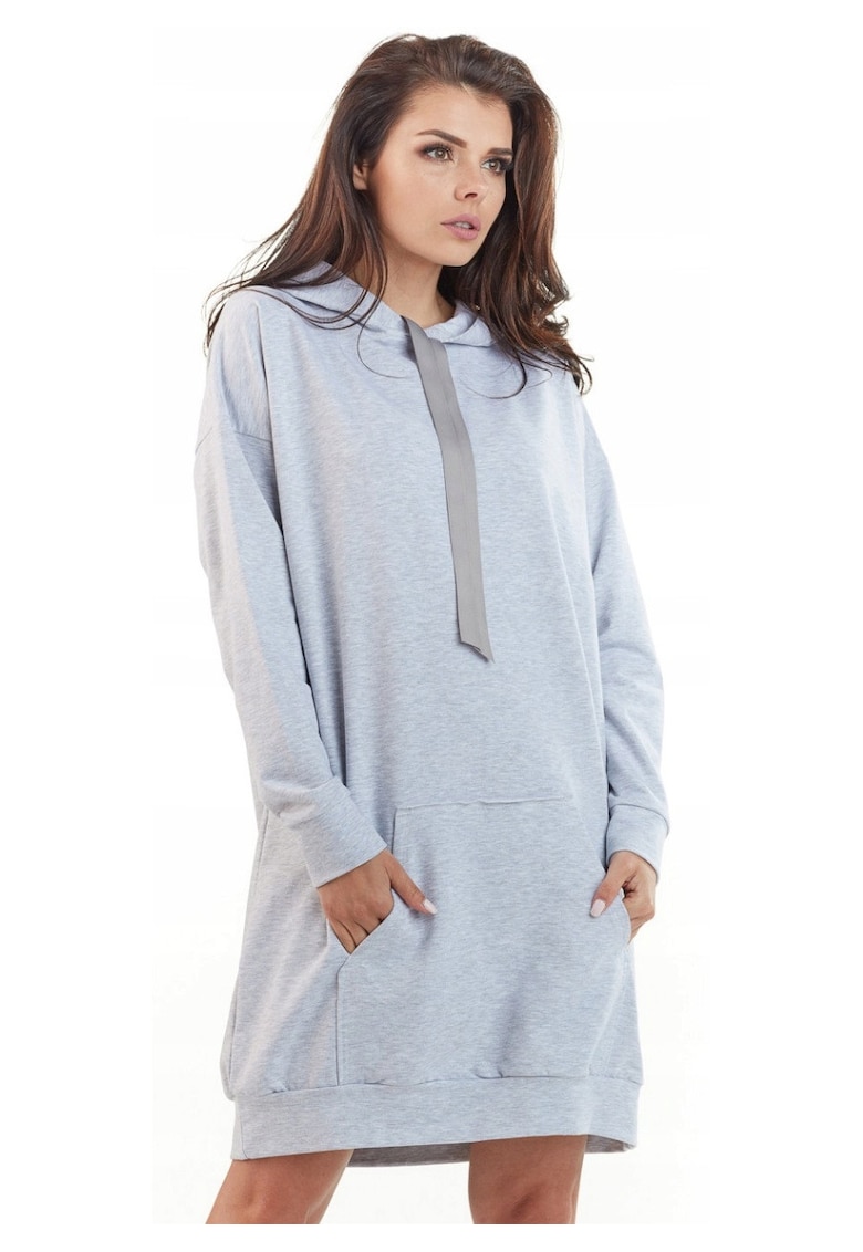 Hanorac lung dama - Bumbac/Poliester/Elastan - Gri