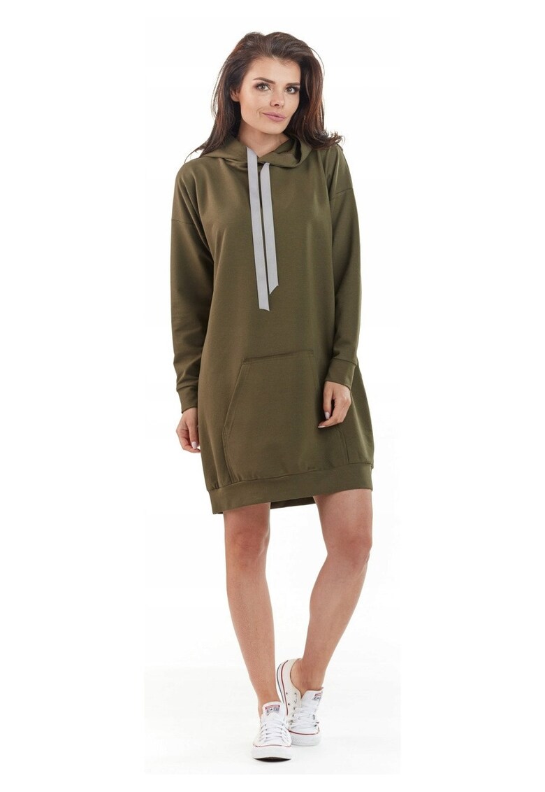 Hanorac lung dama - Bumbac/Poliester/Elastan - Kaki