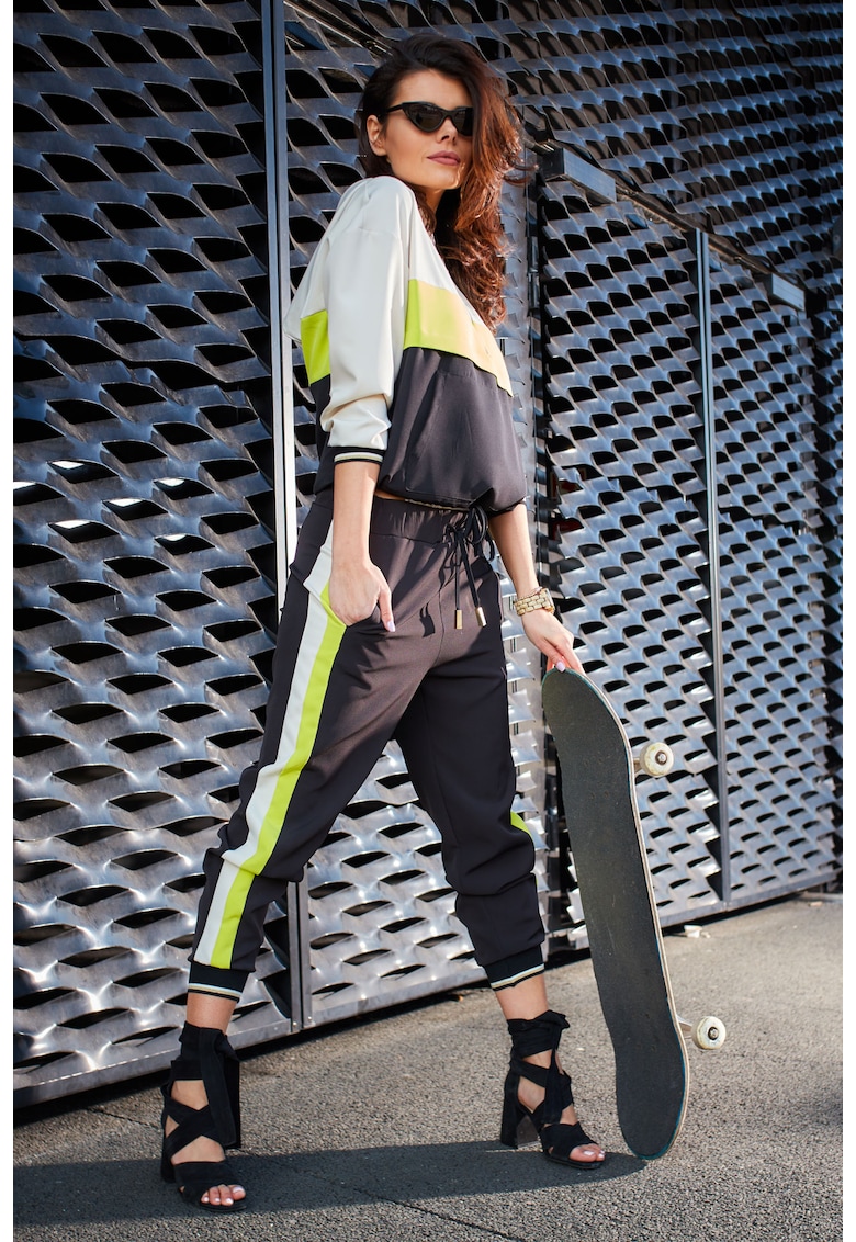 Pantaloni A266 pentru dama Poliester - Negru/Lime