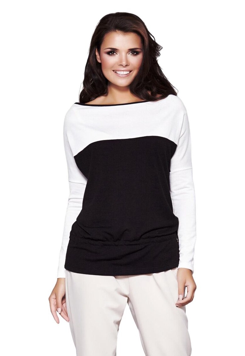 Bluza dama - Poliester/Viscoza - Negru/Alb