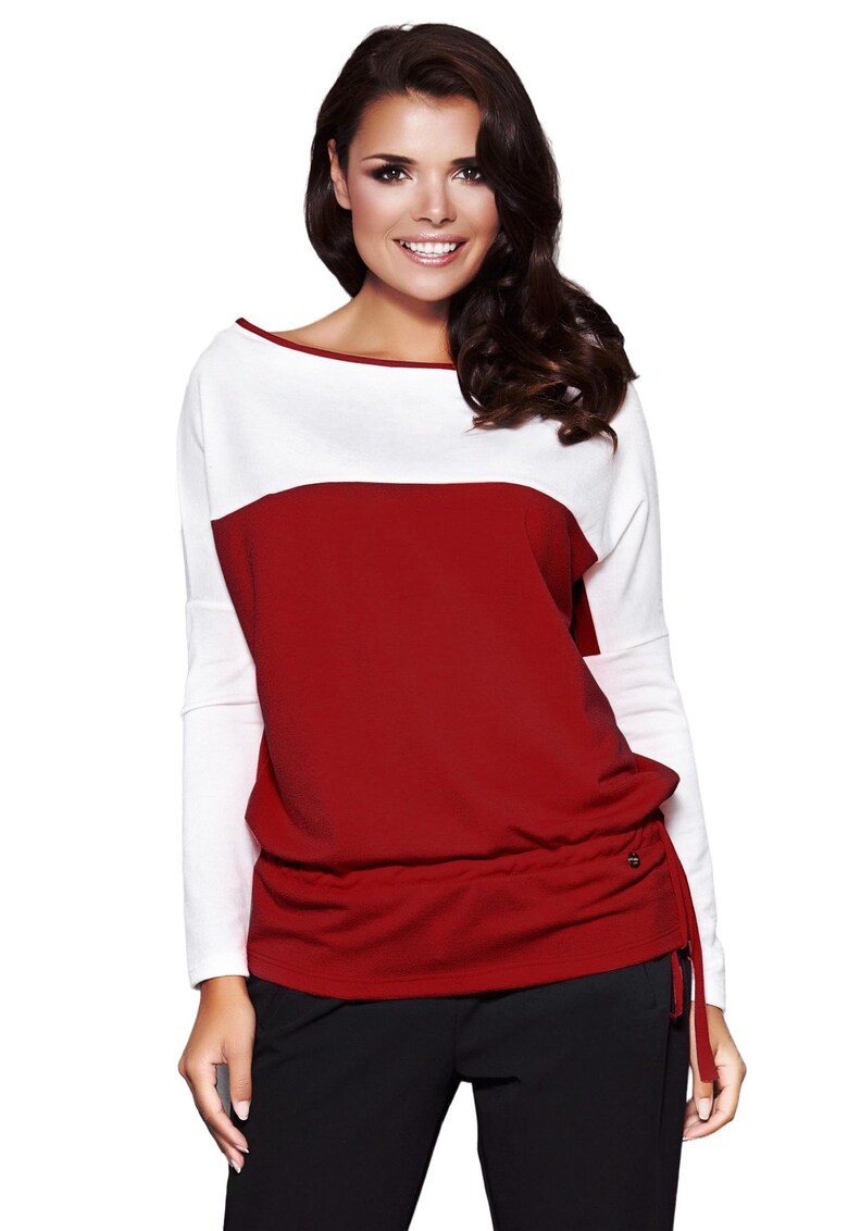 Bluza dama - Poliester/Viscoza - Visiniu/Alb