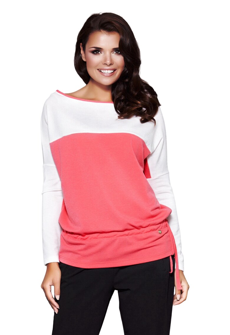 Bluza dama - Poliester/Viscoza - Roz/Alb