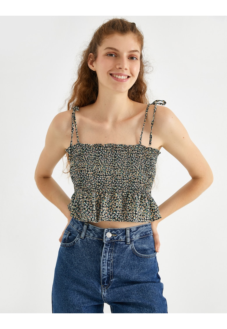 Top crop cu imprimeu floral