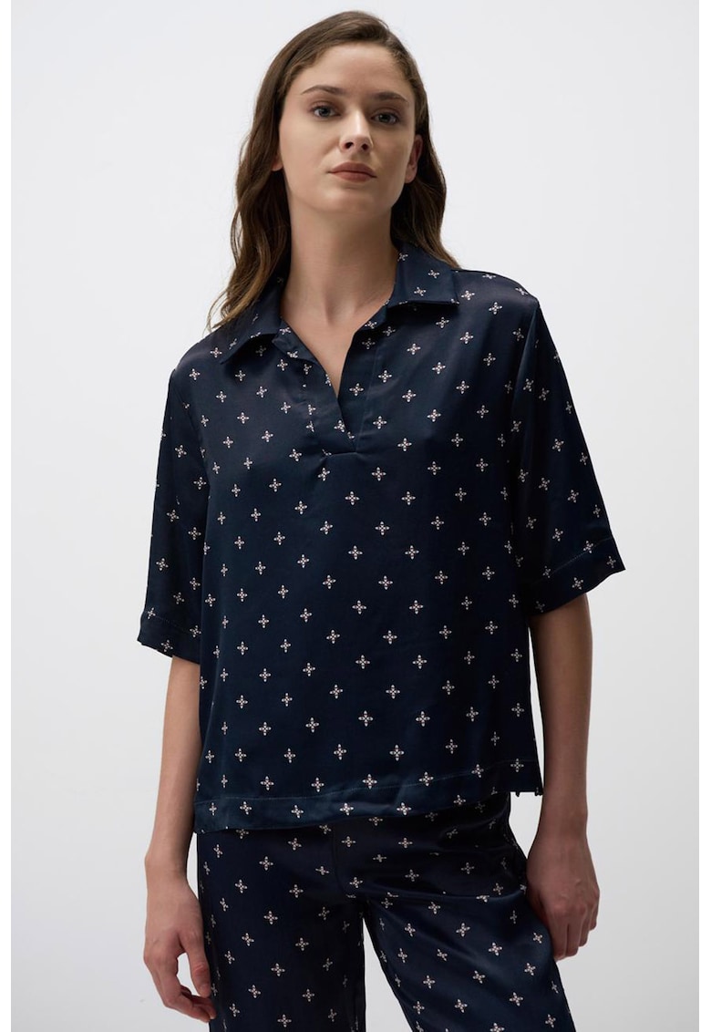 Bluza polo lejera din satin Bluza polo lejera din satin