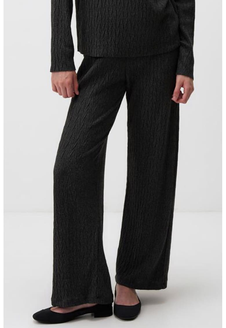 Pantaloni din tricot cu croiala ampla si model texturat