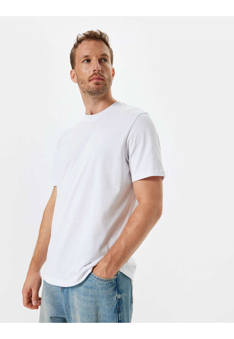 Tricou din bumbac cu model uni