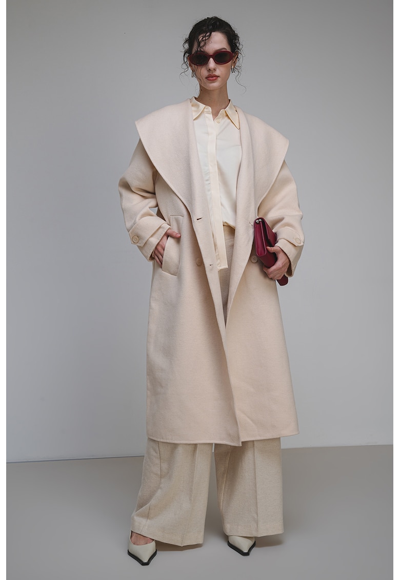 Haina lunga din amestec de lana Haina lunga din amestec de lana