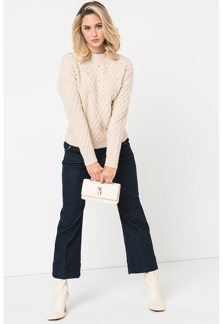 Pulover din amestec de ana cu perle sintetice