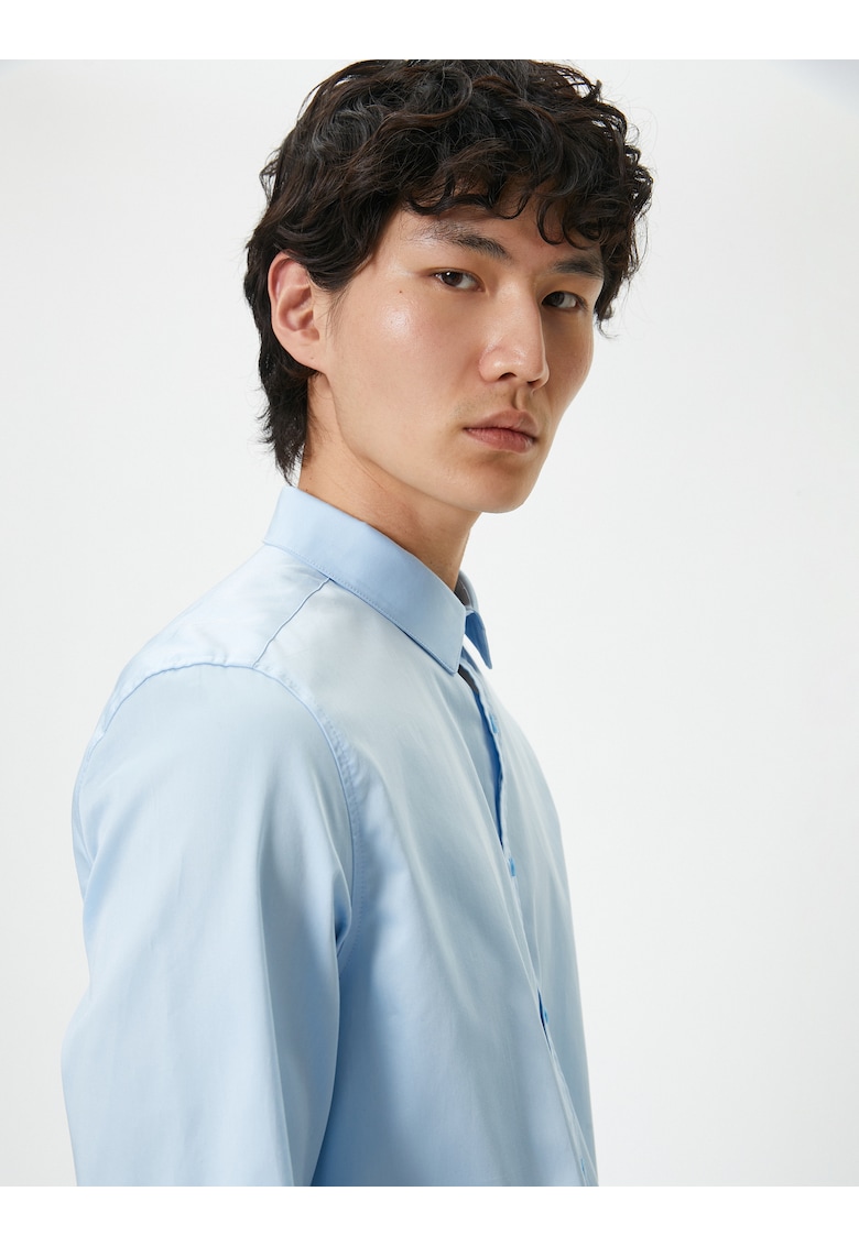 Camasa din bumbac cu guler ascutit Camasa din bumbac cu guler ascutit